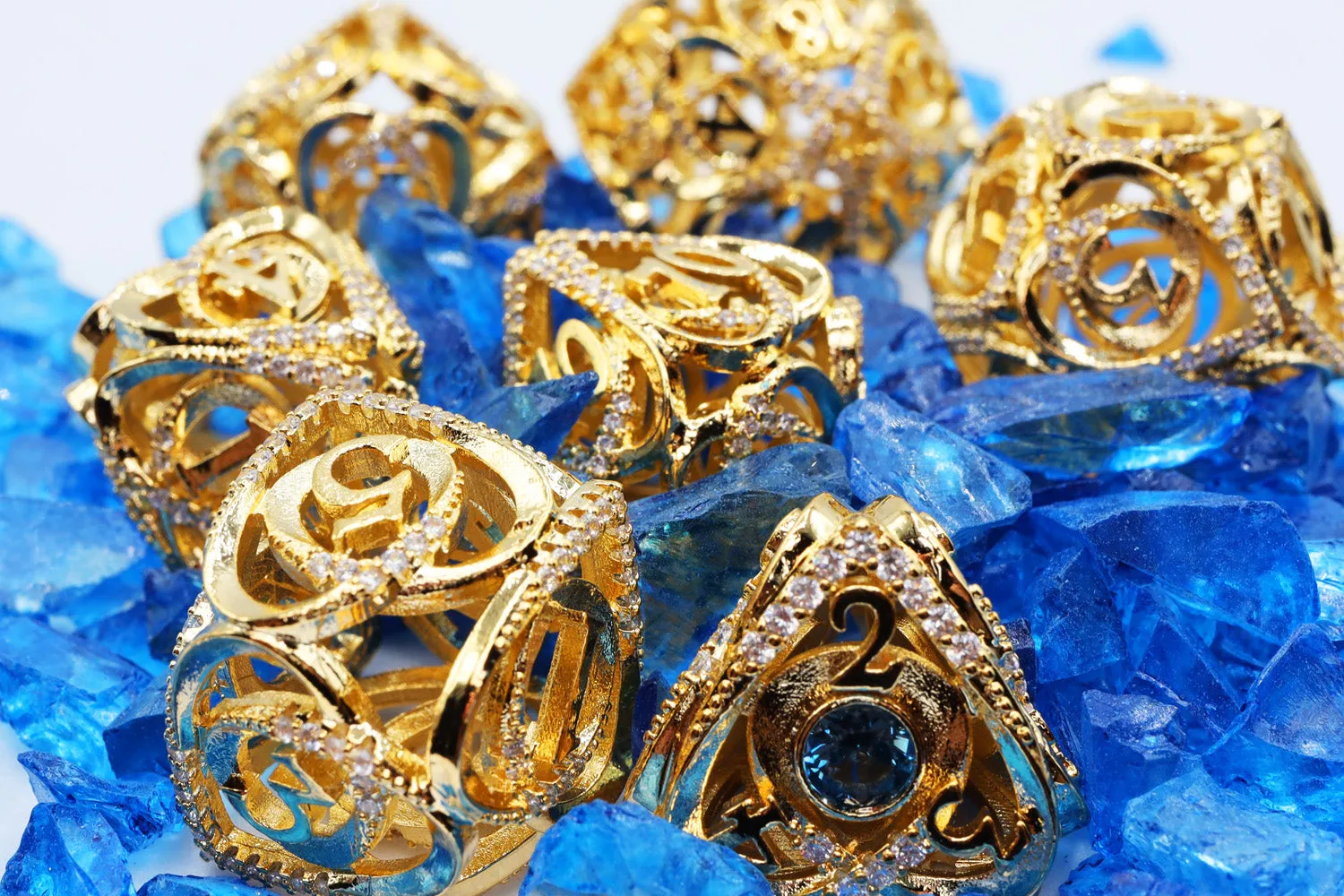 Hollow Hearts: Jeweled Gold - Metal RPG Dice Set