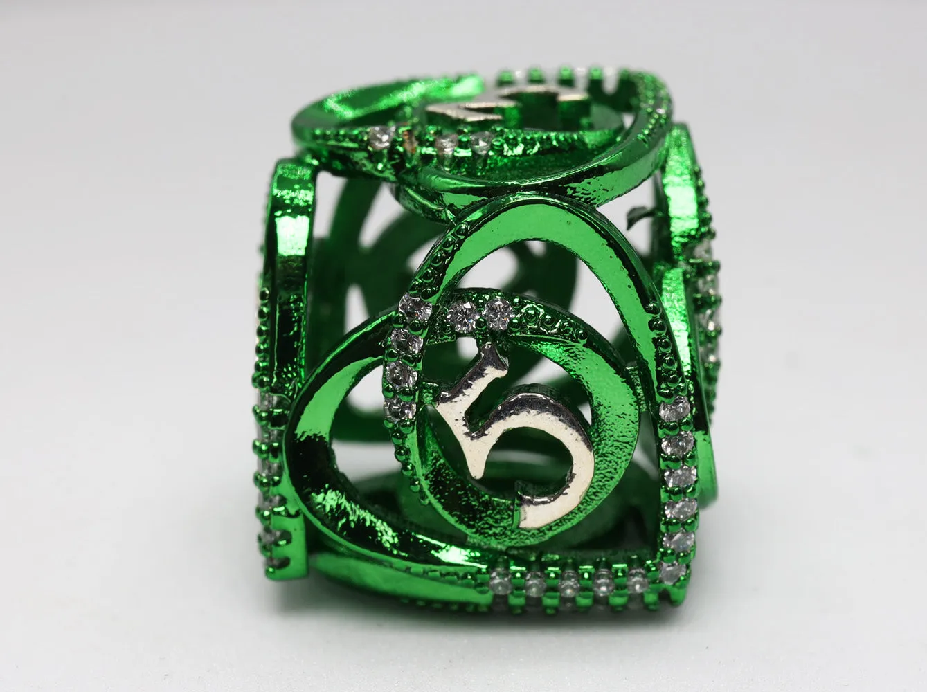 Hollow Hearts: Jeweled Green - Metal RPG Dice Set