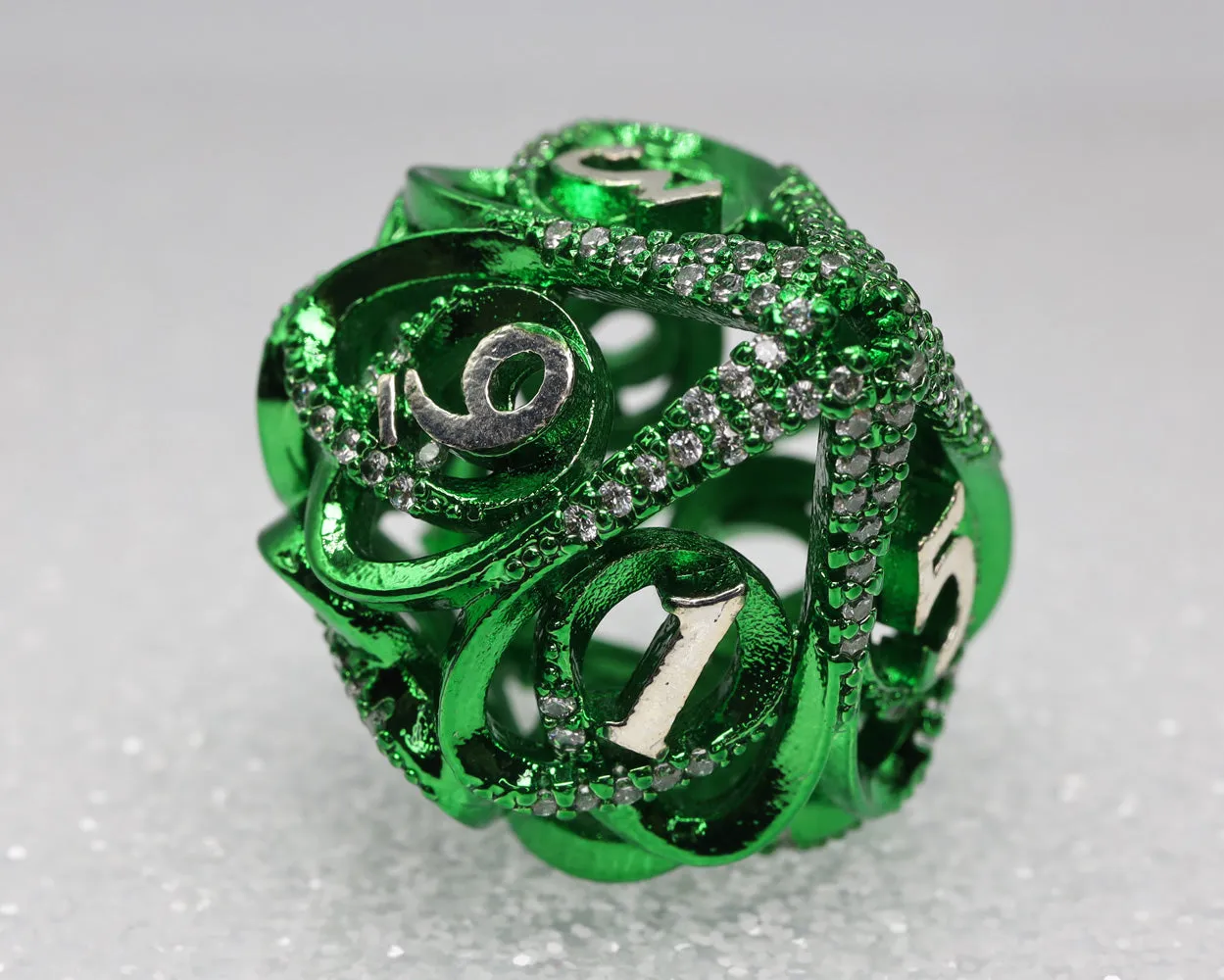 Hollow Hearts: Jeweled Green - Metal RPG Dice Set