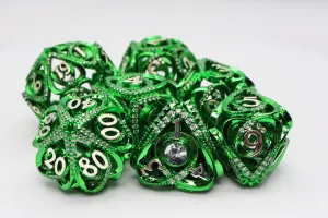 Hollow Hearts: Jeweled Green - Metal RPG Dice Set