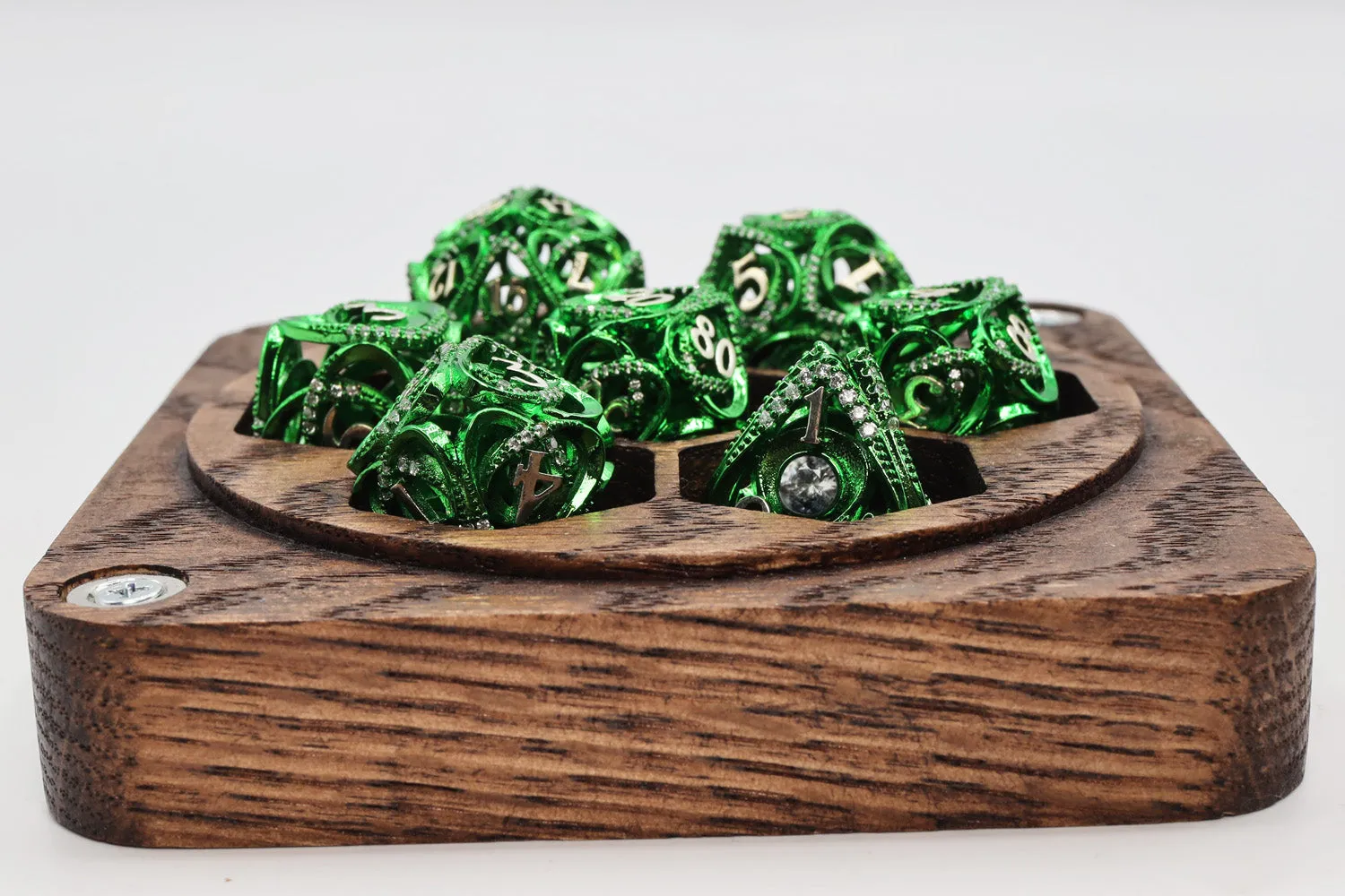 Hollow Hearts: Jeweled Green - Metal RPG Dice Set