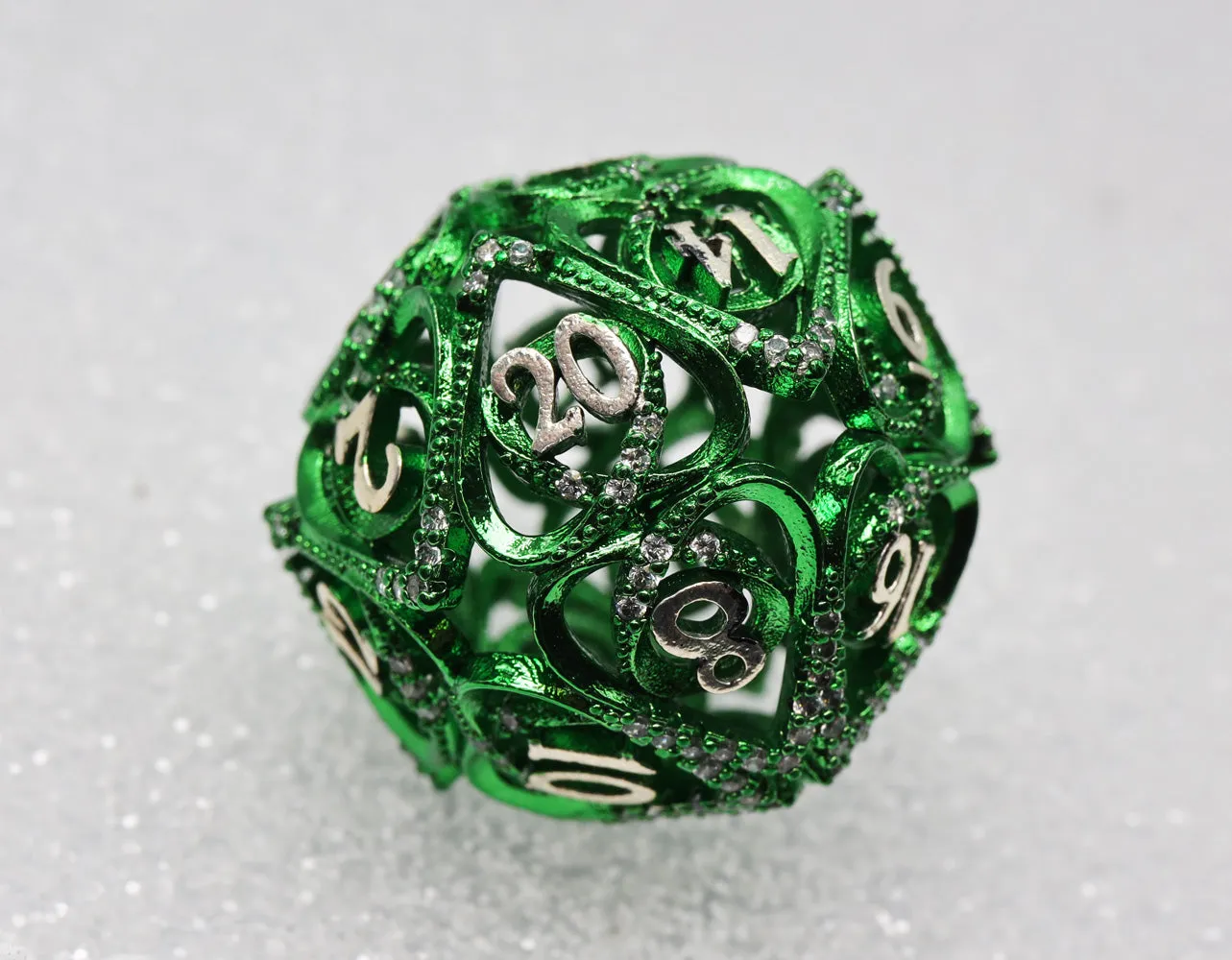 Hollow Hearts: Jeweled Green - Metal RPG Dice Set