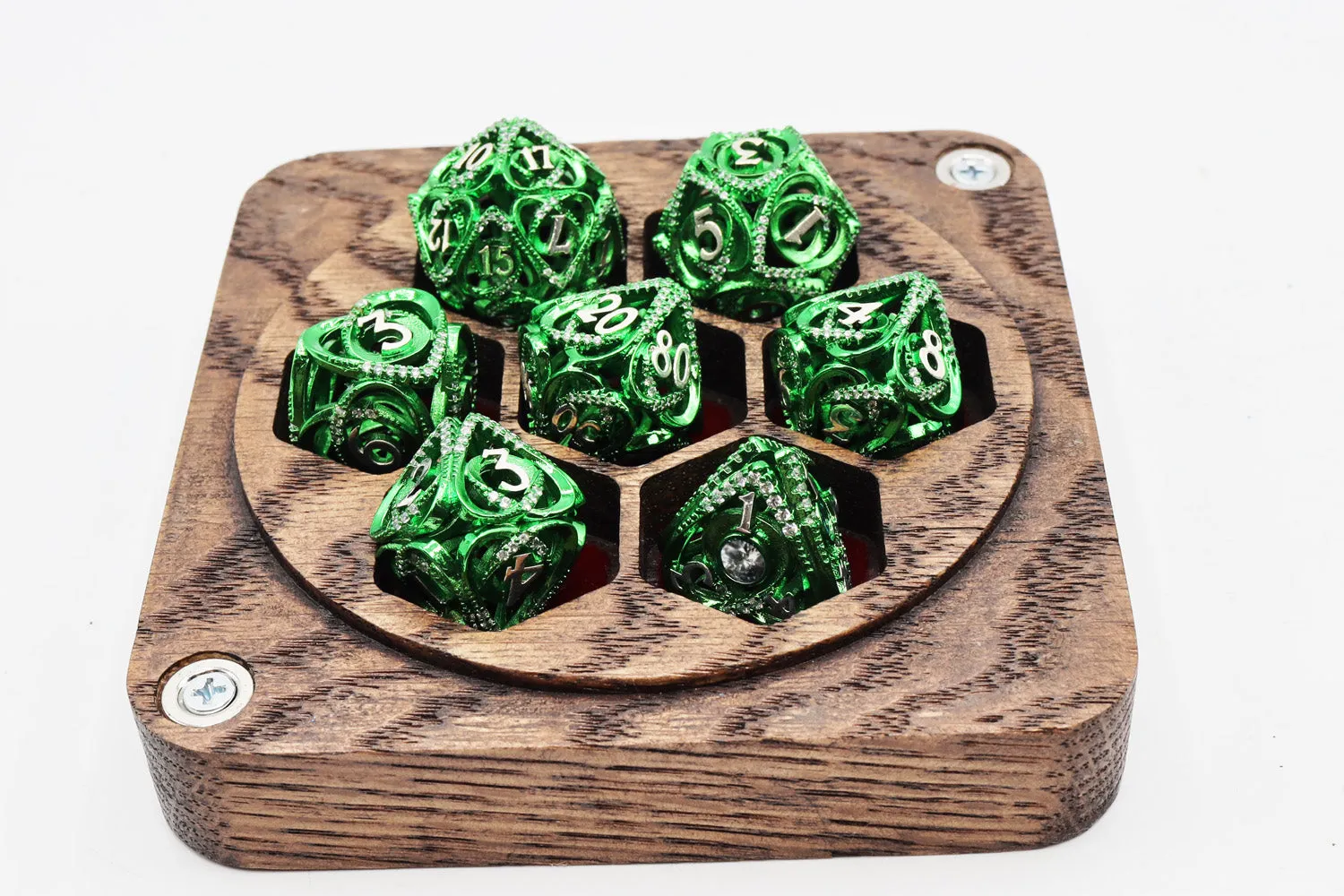Hollow Hearts: Jeweled Green - Metal RPG Dice Set
