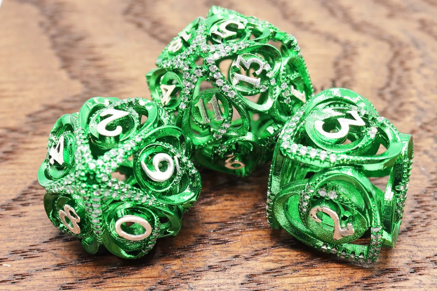 Hollow Hearts: Jeweled Green - Metal RPG Dice Set