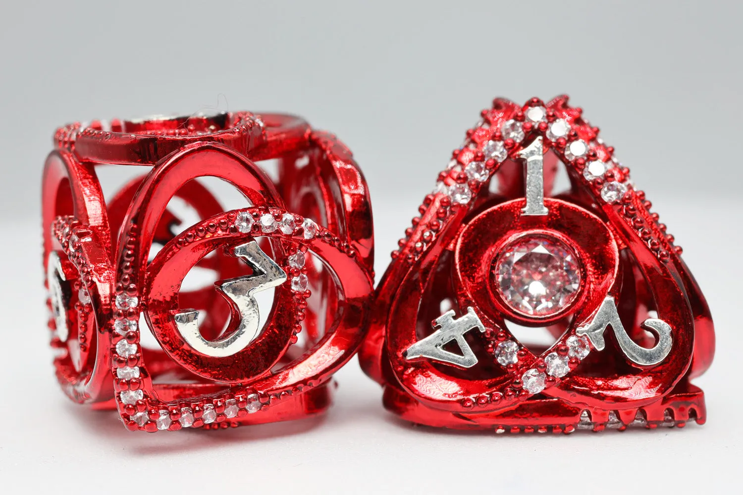 Hollow Hearts: Jeweled Red - Metal RPG Dice Set