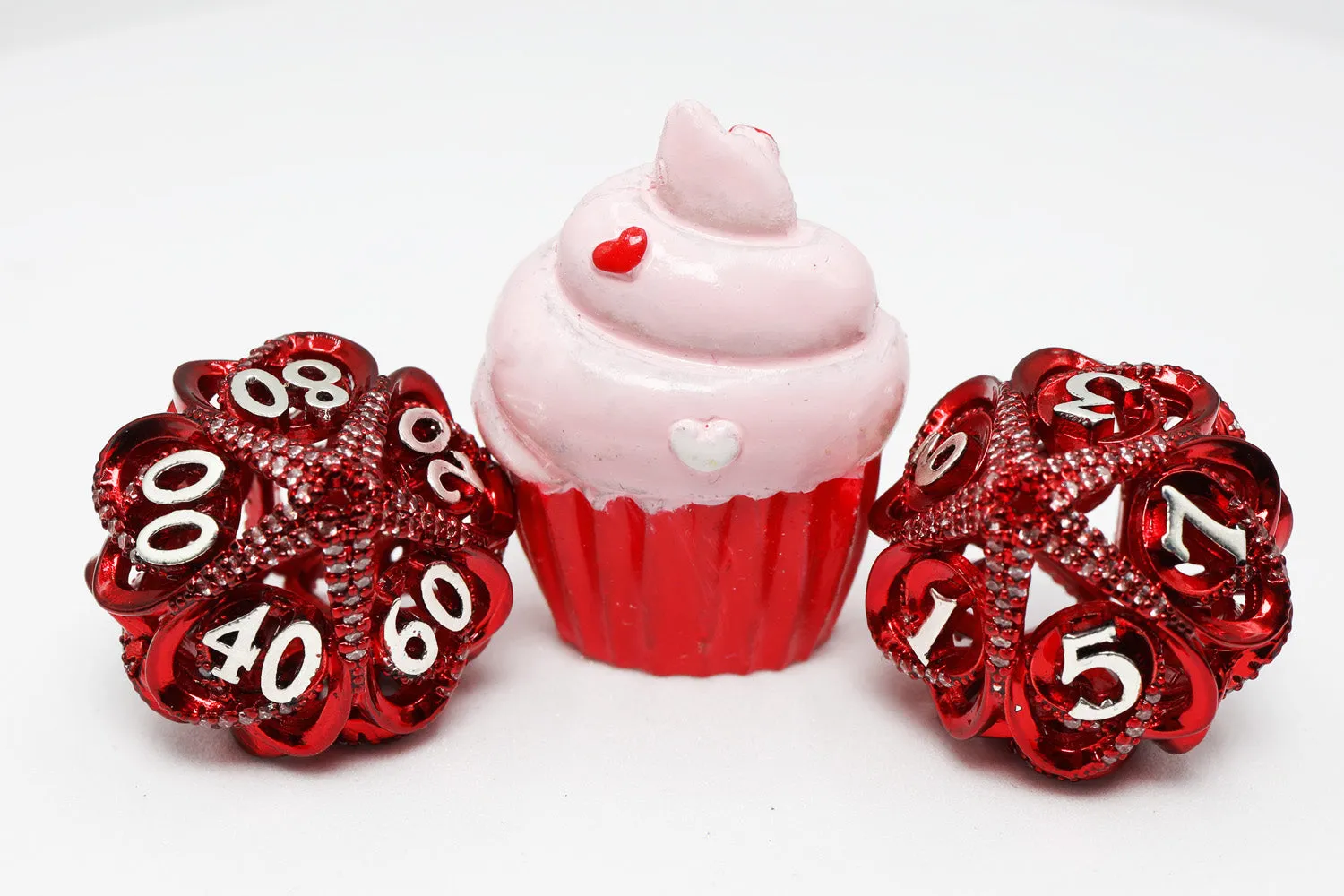 Hollow Hearts: Jeweled Red - Metal RPG Dice Set