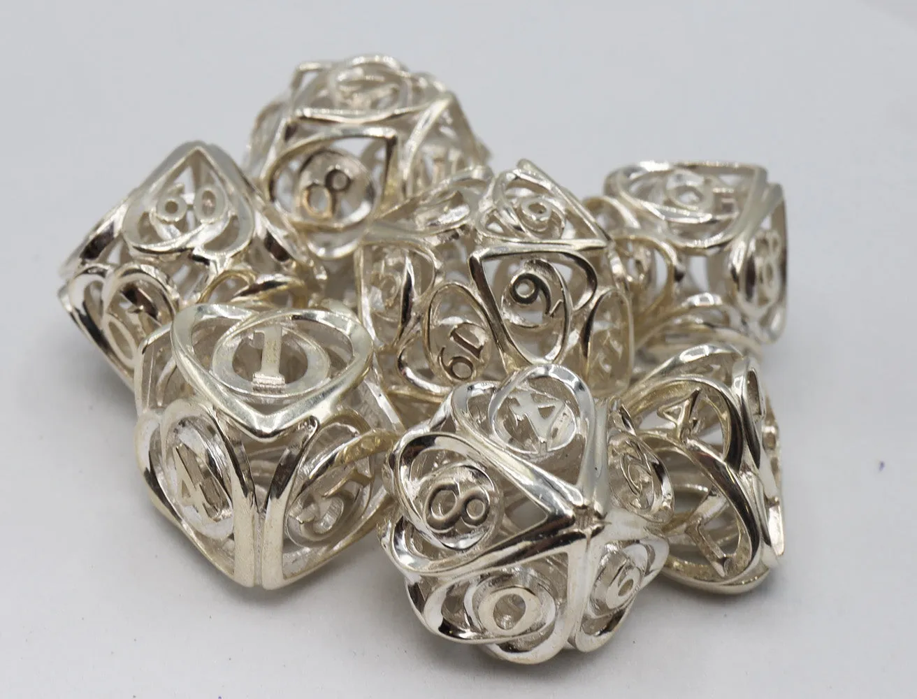 Hollow Hearts: Sterling Silver - Premium RPG Metal Dice Set