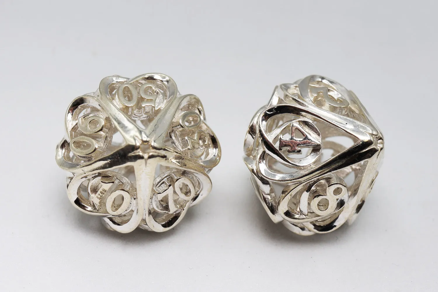 Hollow Hearts: Sterling Silver - Premium RPG Metal Dice Set