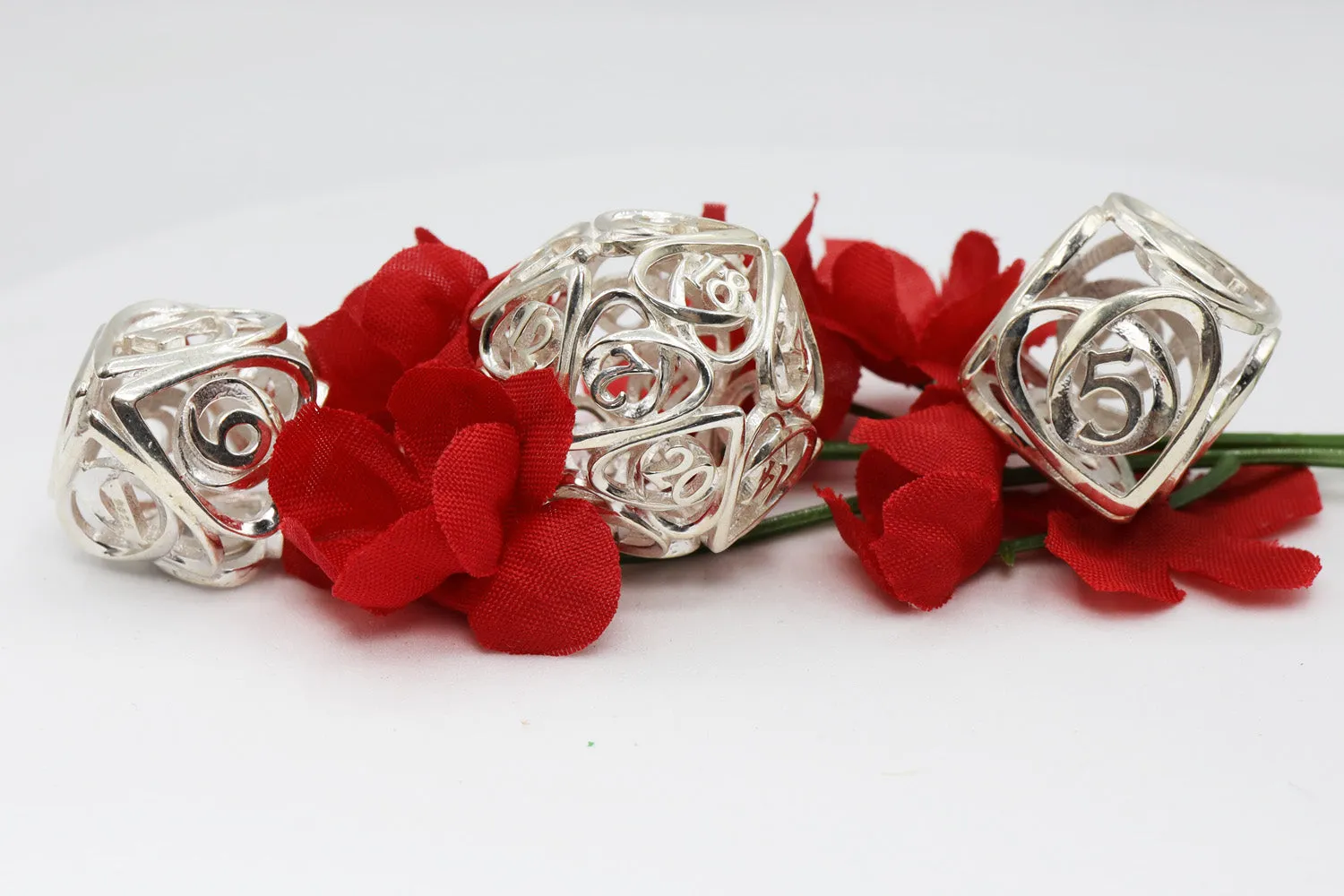 Hollow Hearts: Sterling Silver - Premium RPG Metal Dice Set