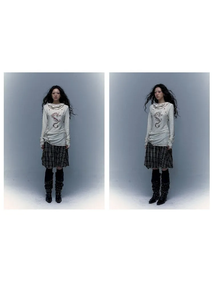 hooded slim stretch bottoming t-shirt
