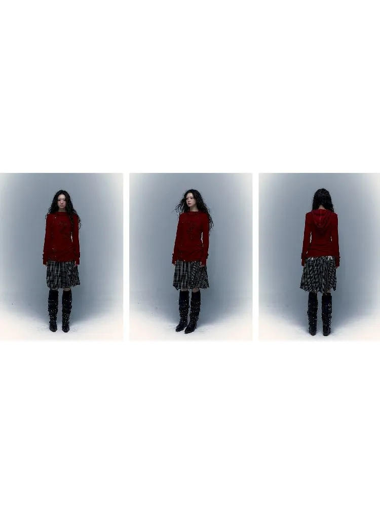 hooded slim stretch bottoming t-shirt