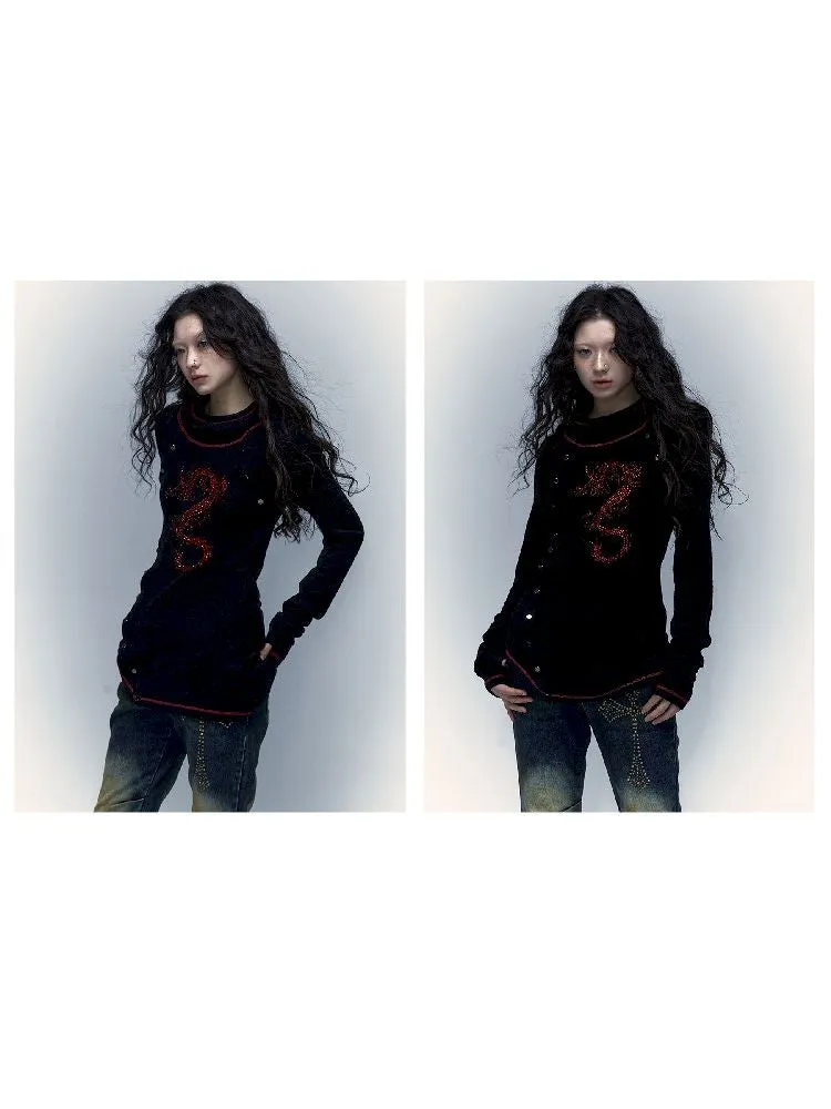 hooded slim stretch bottoming t-shirt