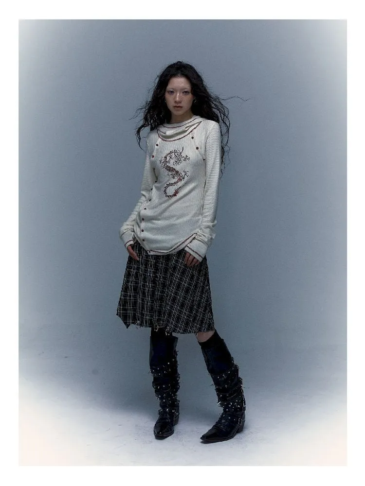 hooded slim stretch bottoming t-shirt