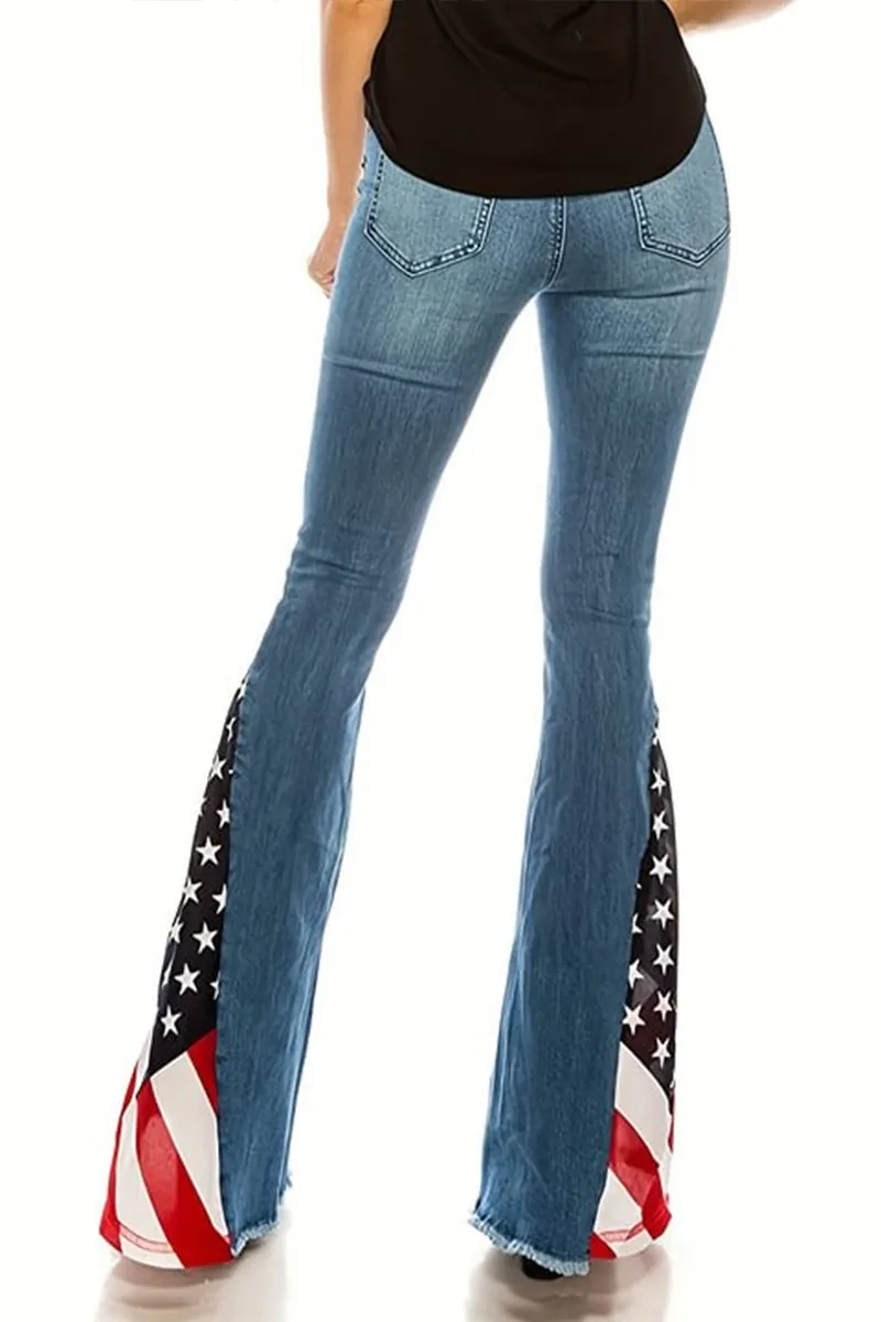 HPR1278 Patriotic Flare Denim Pants