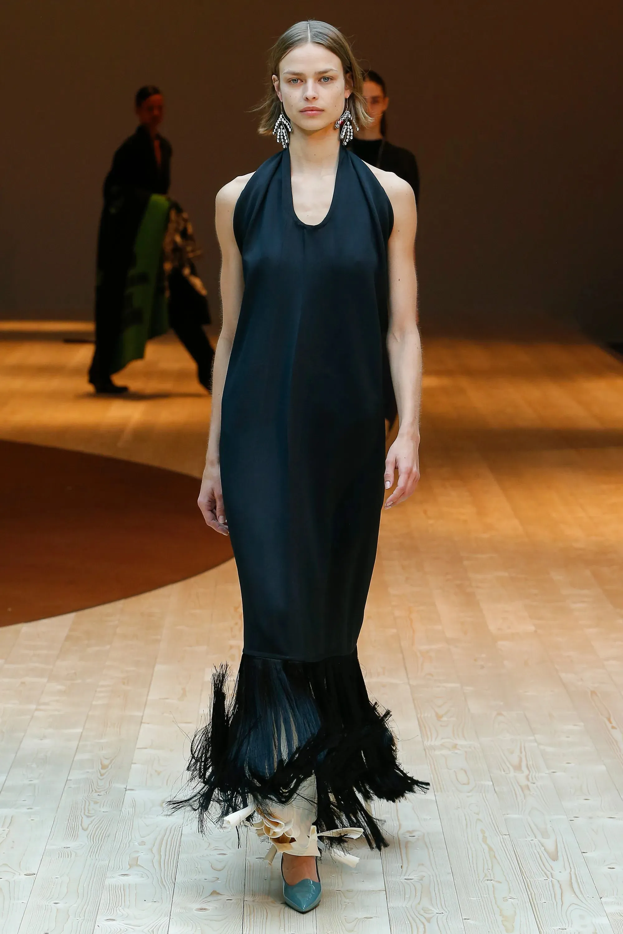 Iconic Fall 2017 Celine by Phoebe Philo Look 15 Runway Black Fringe Dress w Open Back
