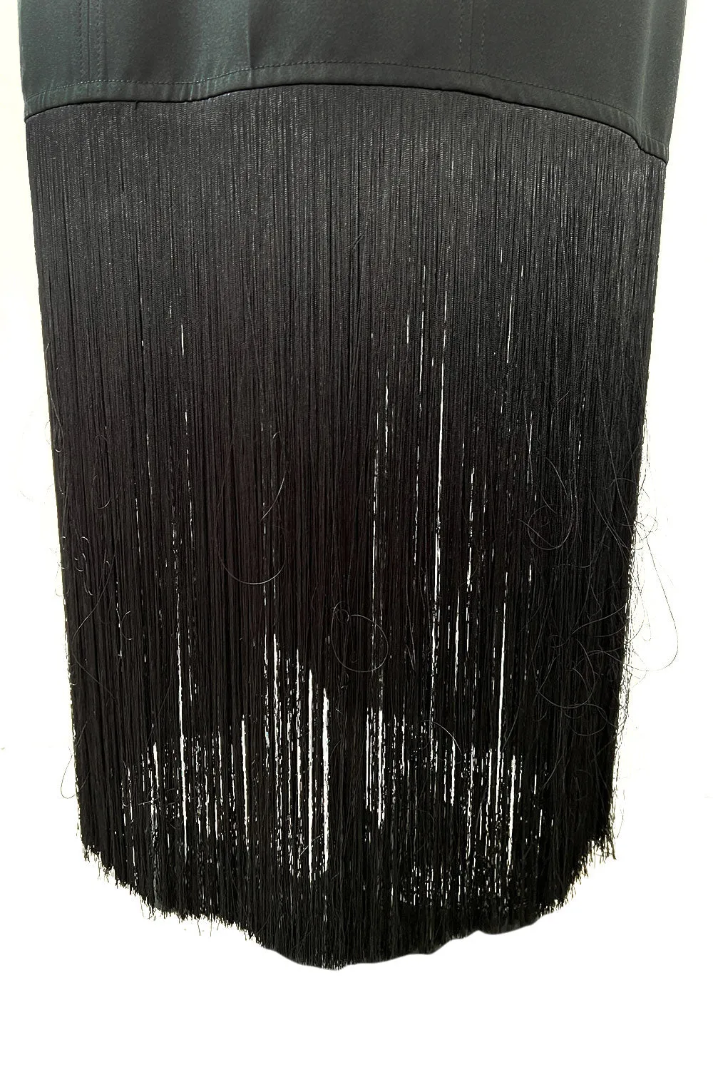 Iconic Fall 2017 Celine by Phoebe Philo Look 15 Runway Black Fringe Dress w Open Back