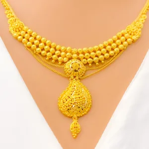 Iconic Intricate Paisley Adorned 22k Gold Necklace Set