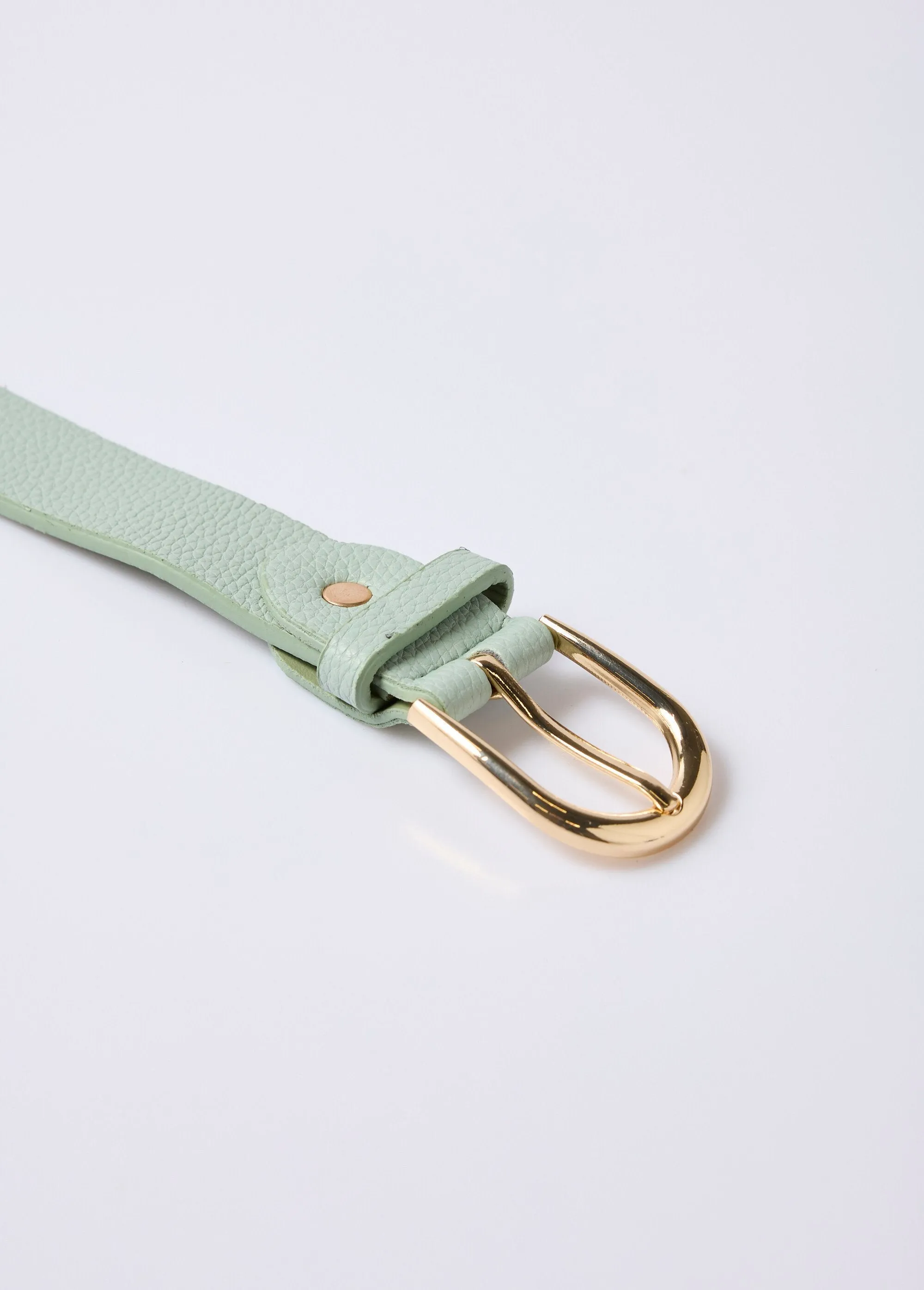 Imitation leather belt with metal buckle