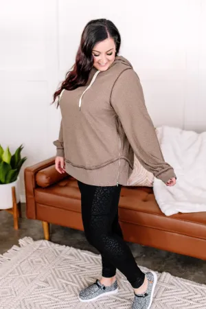 Inside Job Side Zip Hoodie In Taupe