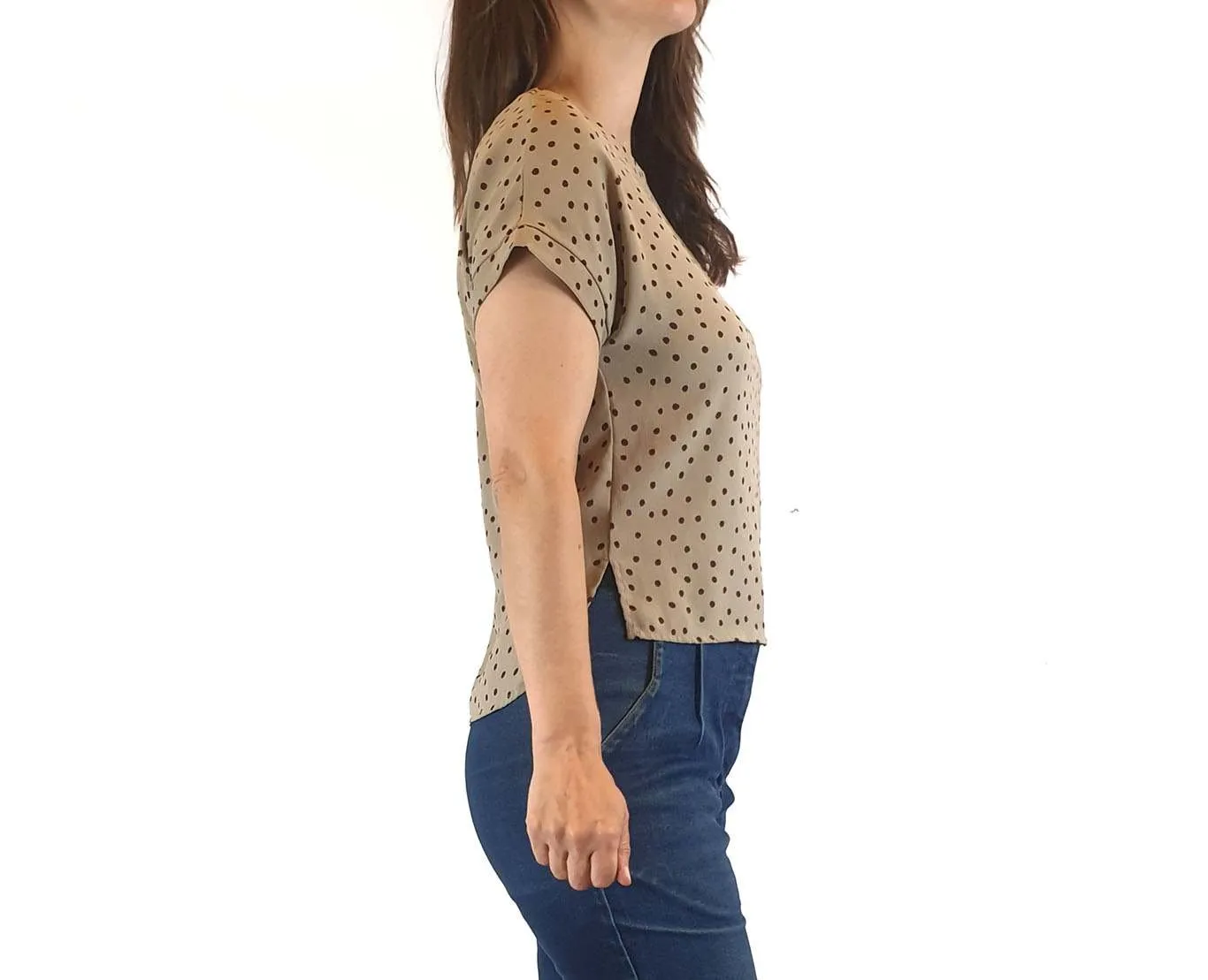 iORA grey polka dot top size S (best fits AU 8)
