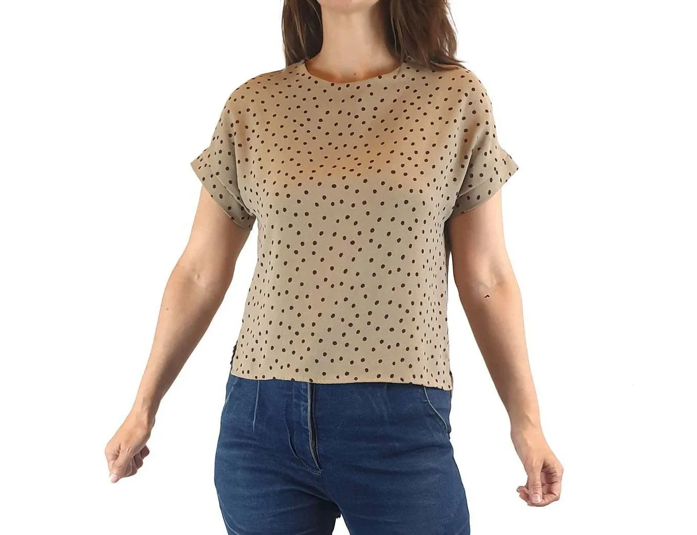 iORA grey polka dot top size S (best fits AU 8)