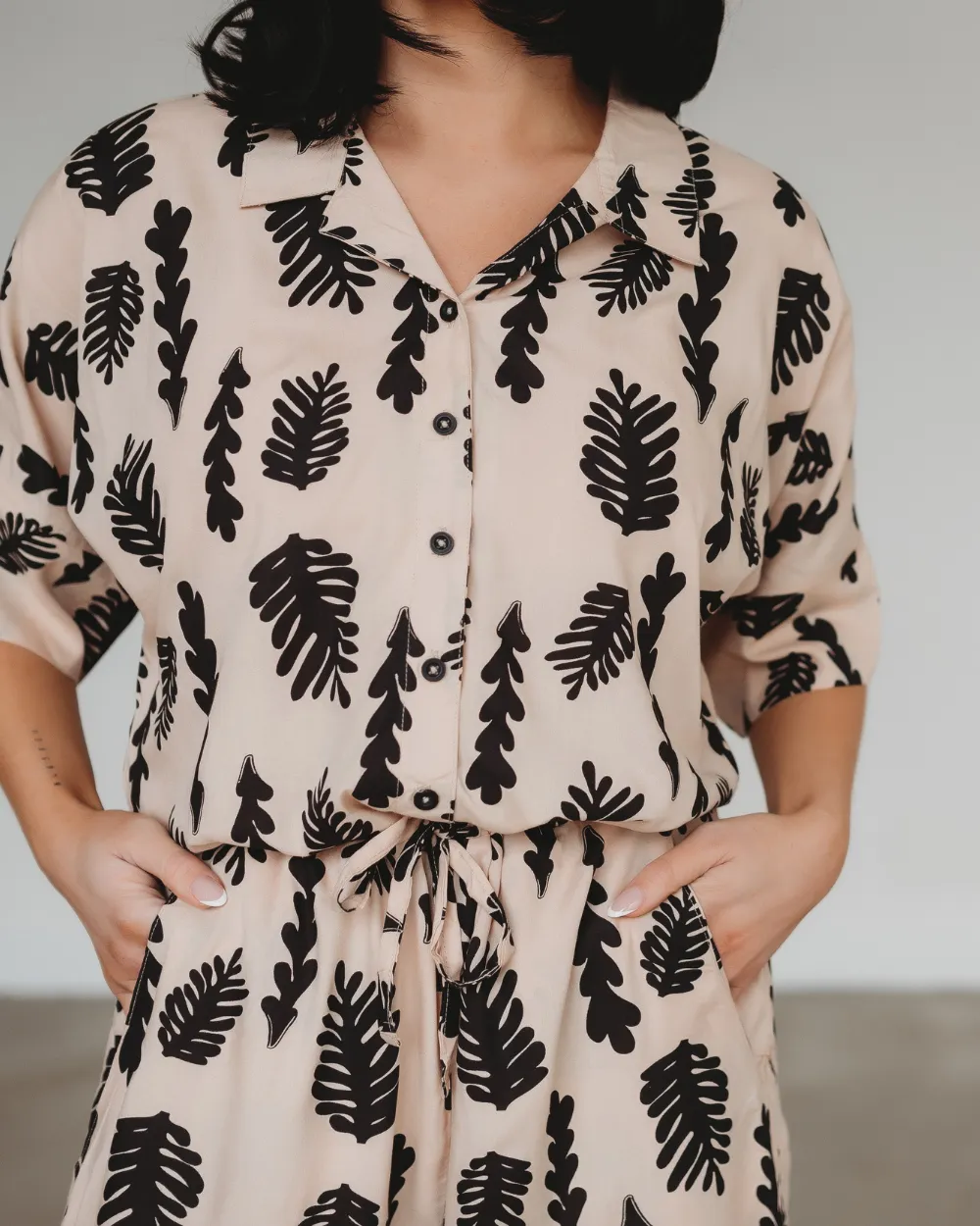 Iris Cream Seaweed Print Jumpsuit