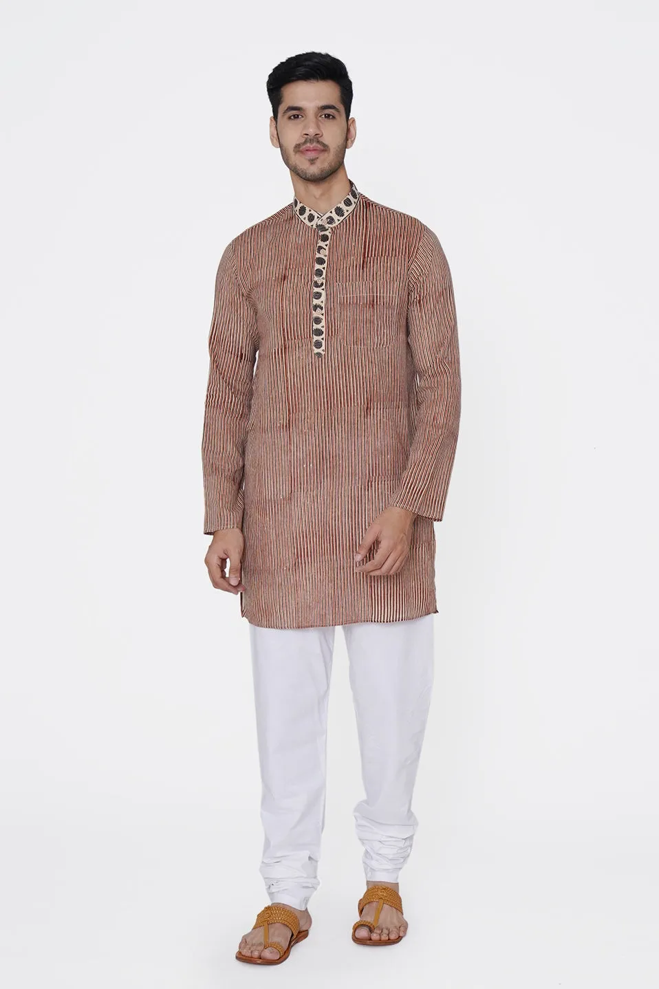 Jaipur 100% Cotton Light Red Long Kurta Pajama