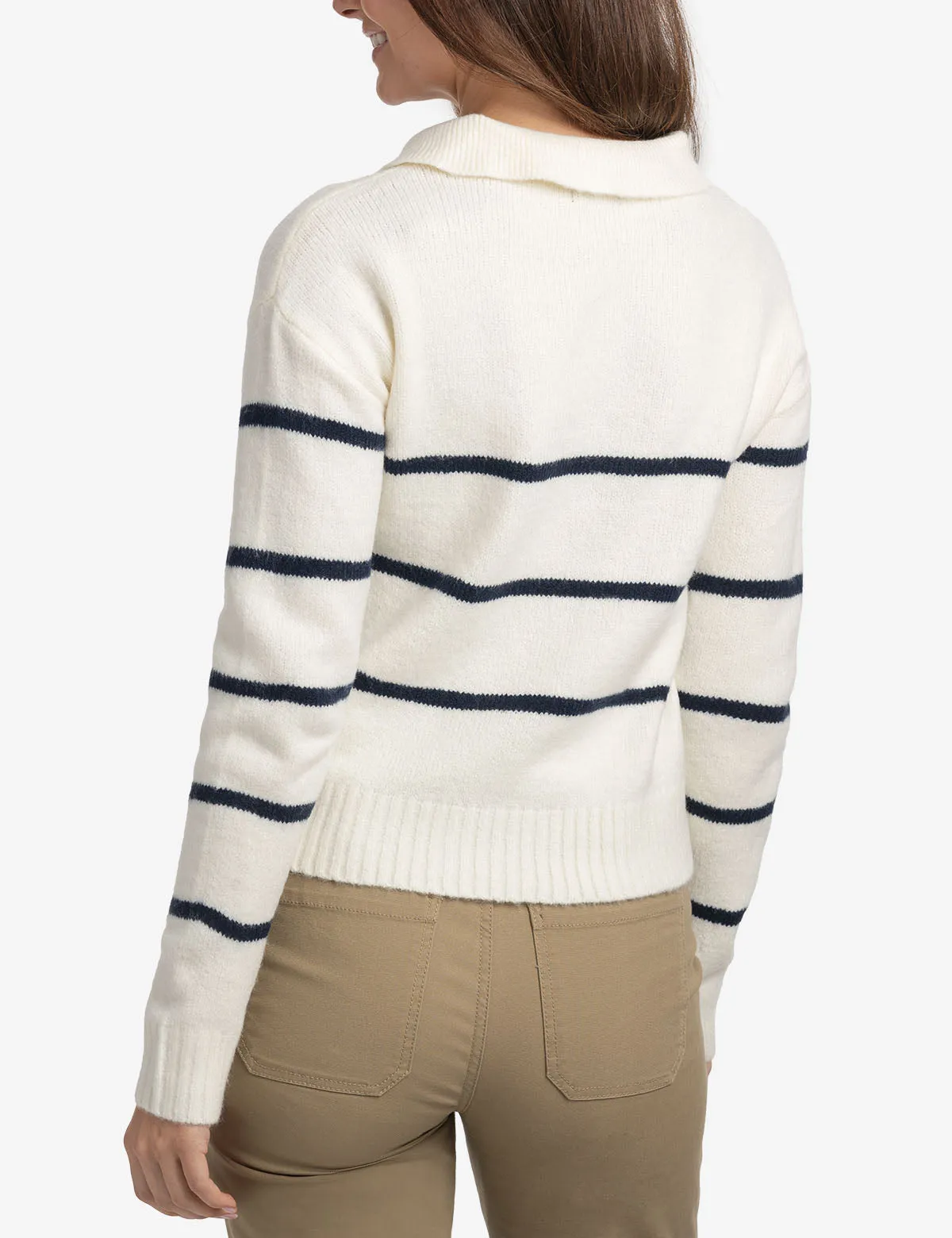 JOHNNY COLLAR THIN STRIPE SWEATER
