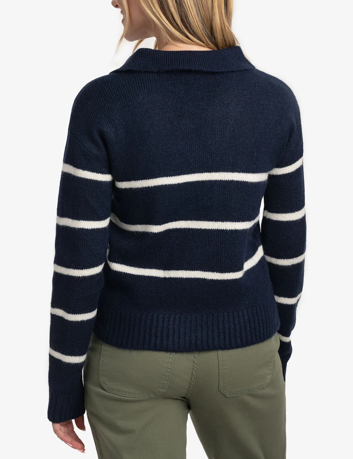 JOHNNY COLLAR THIN STRIPE SWEATER