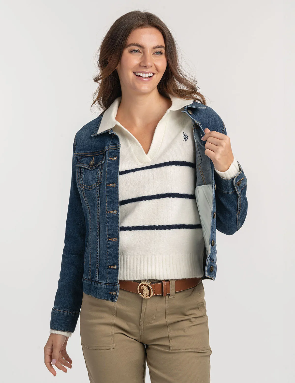 JOHNNY COLLAR THIN STRIPE SWEATER