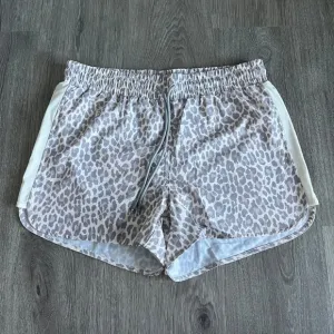 Johnny Was Calme White Grey Multi Animal Print Elastic Waist Shorts Medium M