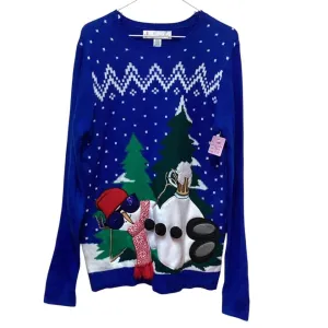 JOLLY SWEATERS BLUE SNOWMAN 38  MEDIUM