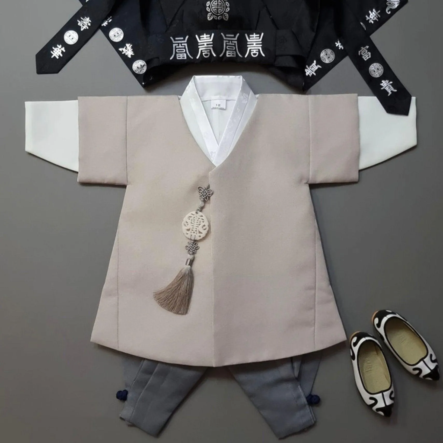 Joon D.Beige Solid Gray Boy Hanbok (100D-10YR)