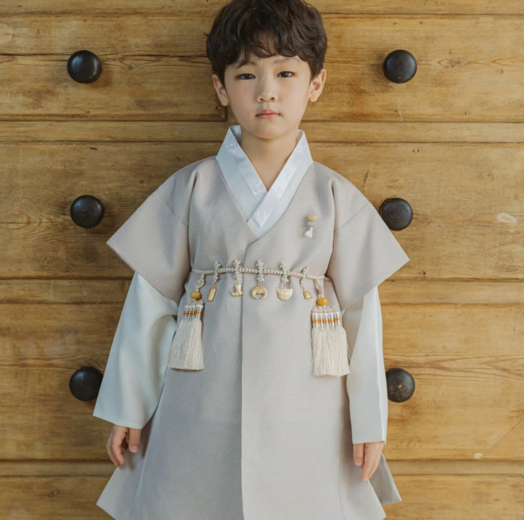 Joon D.Beige Solid Gray Boy Hanbok (100D-10YR)