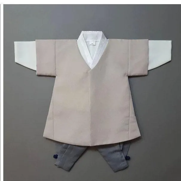 Joon D.Beige Solid Gray Boy Hanbok (100D-10YR)