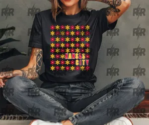 Kansas City Daisy Repeat Black Tee