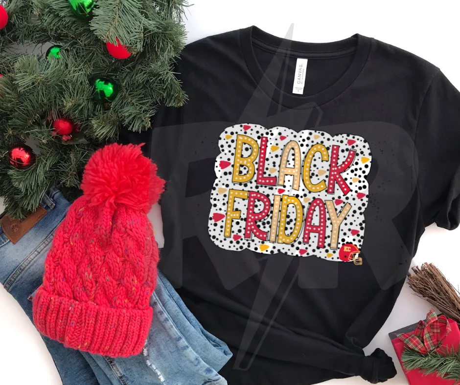 KC Colored Black Friday Dots Black Tee