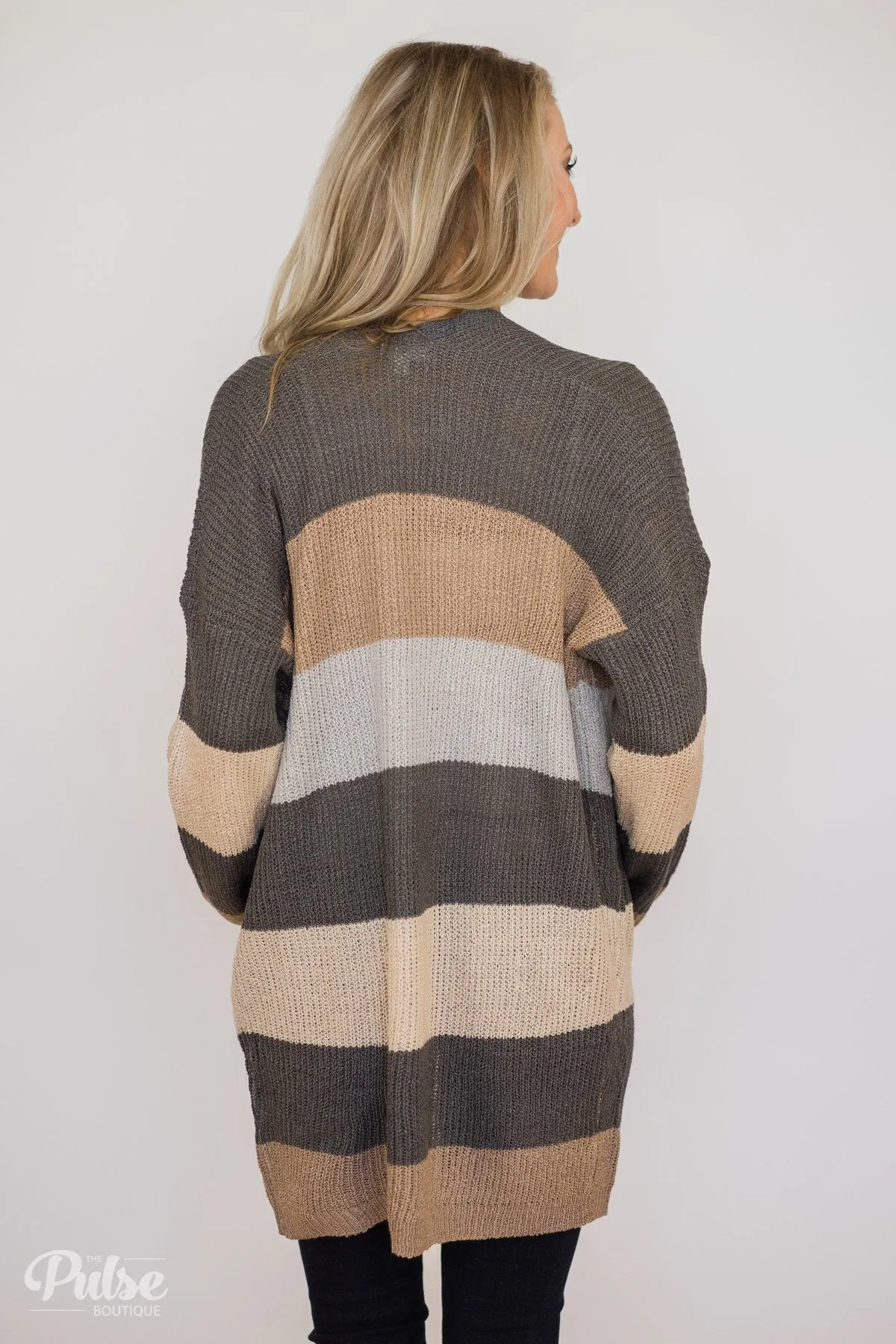 Knitted Color Block Cardigan- Neutral Tones