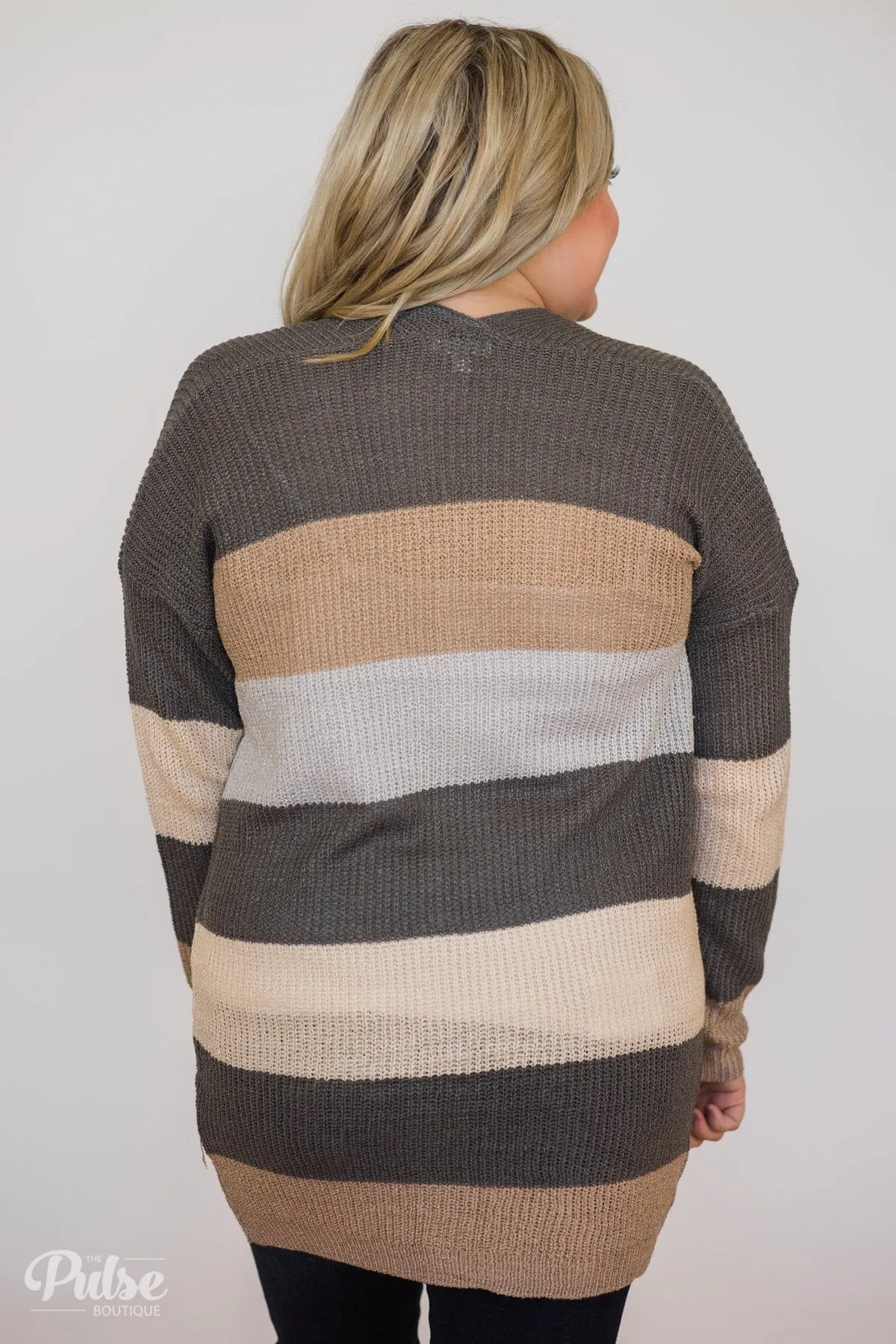 Knitted Color Block Cardigan- Neutral Tones