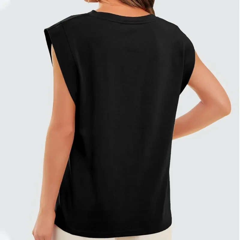 🌸LAST DAY PROMOTION - 50%OFF🌸Solid Color Round Neck Cap Sleeve Top