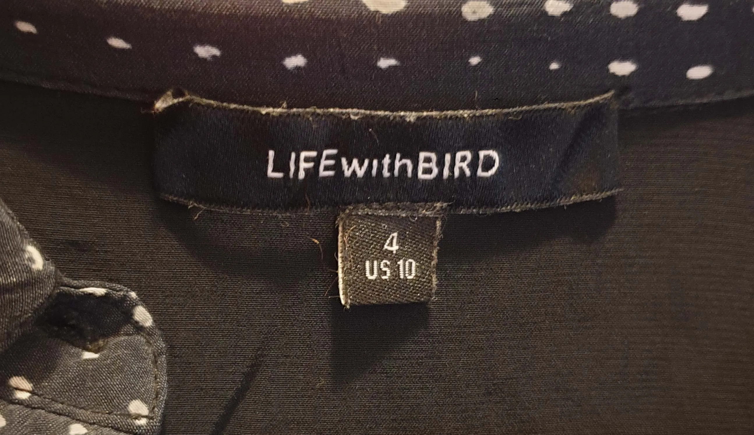 Life With Bird navy print oversize shirt size 4 (best fits 14)