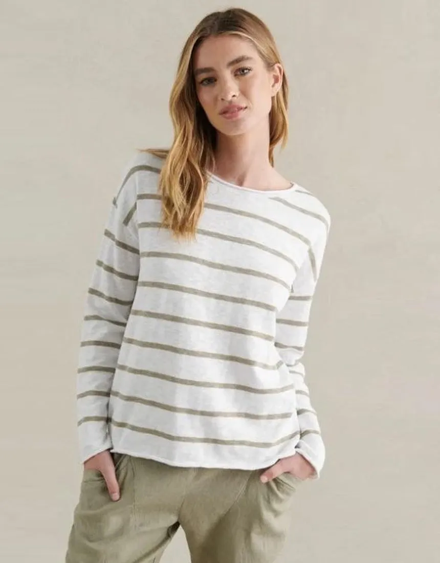 Little Lies Minnie Top - Khaki Stripe