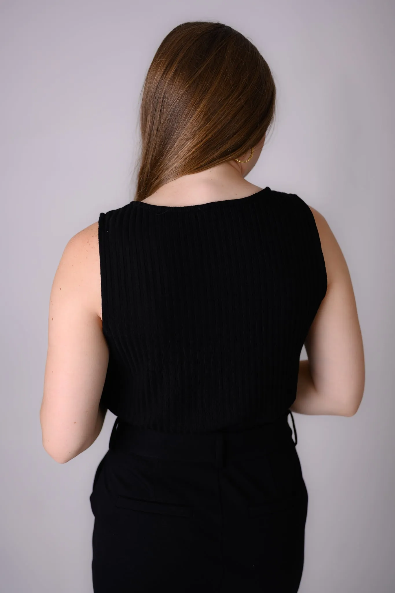 Liverpool Sleeveless Boat Neck Top - Black