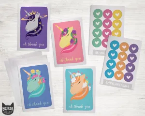 Lovely Unicorns Collection - 24 Thank You Cards & Envelopes with Seal Stickers