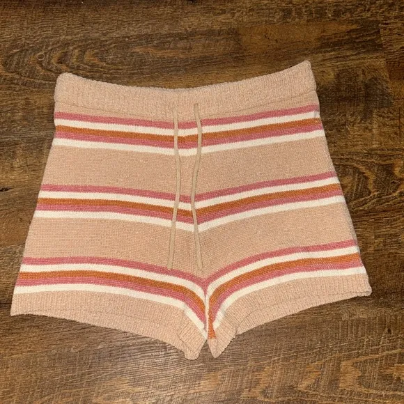 L*Space Sun Seeker Sweater Striped Shorts in Snow Lotus Size Small NEW