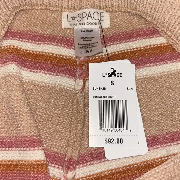 L*Space Sun Seeker Sweater Striped Shorts in Snow Lotus Size Small NEW