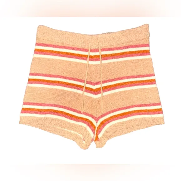 L*Space Sun Seeker Sweater Striped Shorts in Snow Lotus Size Small NEW
