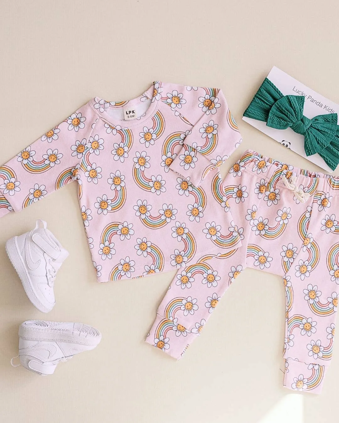 Lucky Panda Kids - Lounge Set | Retro Rainbow: 4T