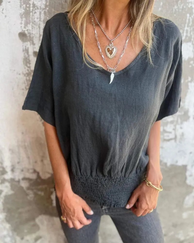 Luma | Waisted V-Neck T-Shirt