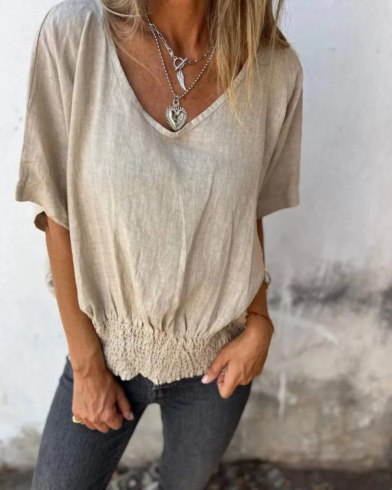 Luma | Waisted V-Neck T-Shirt